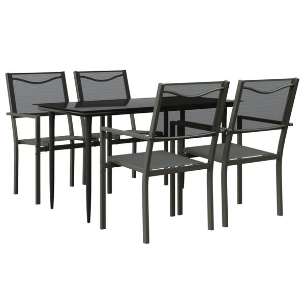 vidaXL Juego de comedor para jard&iacute;n 5 piezas acero y textilene negro