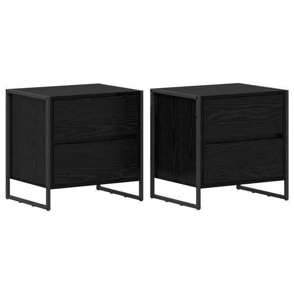 vidaXL Mesa de Noche con caj&oacute;n 2 pcs Roble Negro 50 x 39.5 x 50 cm