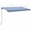 vidaXL Toldo manual retr&aacute;ctil con LED azul y blanco 450x300 cm