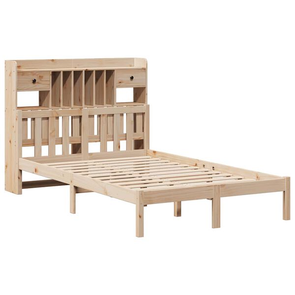 vidaXL Cama con estanter&iacute;a sin colch&oacute;n madera maciza de pino 135x190cm