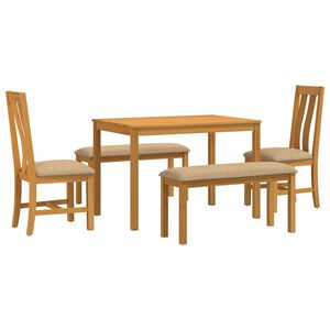 vidaXL Conjunto de comedor 5 uds. Beige Madera de Roble S&oacute;lido