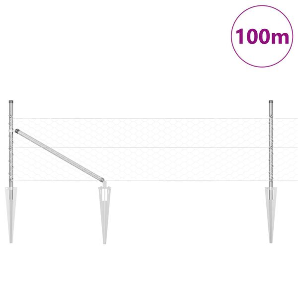 vidaXL Poste de Valla Plateado 100 x 0,5 m (malla de 50 mm) Acero
