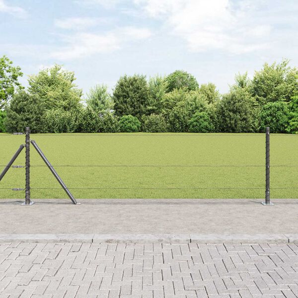 vidaXL Poste de Valla Gris 25 x 0,6 m (malla de 13 mm) Acero y PVC