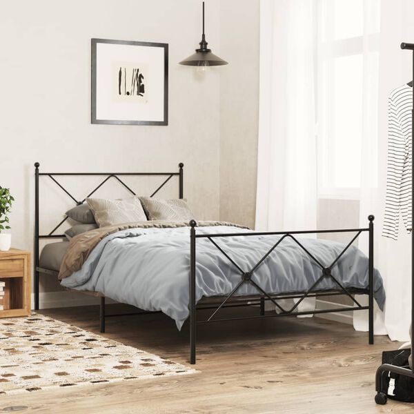 vidaXL Estructura cama sin colch&oacute;n con estribo metal negro 100x190 cm