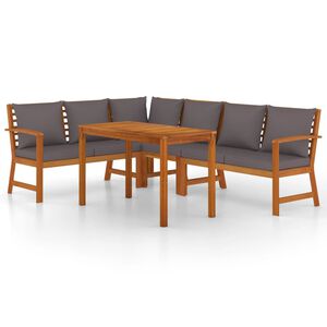 vidaXL Juego comedor jard&iacute;n y cojines 5 piezas madera maciza de acacia