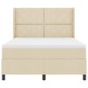 vidaXL Cama Box Spring LED con colch&oacute;n Crema 160 x 200 cm tela