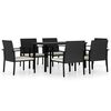 vidaXL Conjunto de comedor de jard&iacute;n 7 piezas rat&aacute;n sint&eacute;tico negro