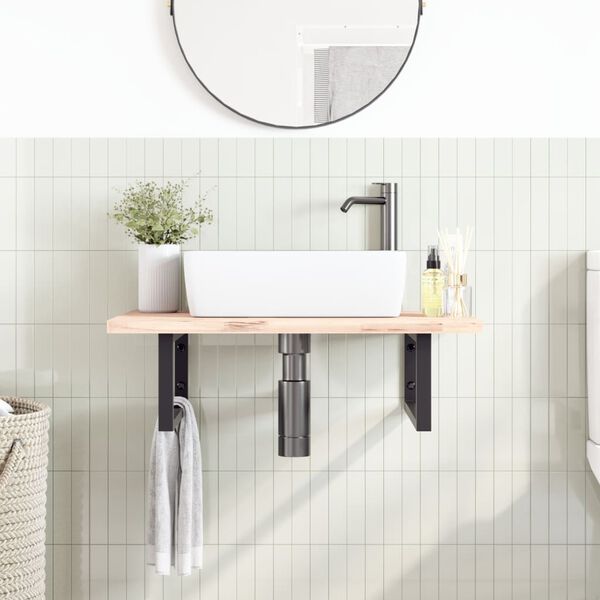 vidaXL Soportes estante de lavabo 2 uds rectangular acero negro