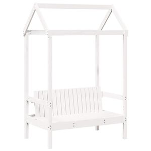 vidaXL Banco con techo madera maciza de pino blanco 117,5x70x176,5 cm
