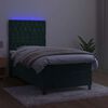 vidaXL Cama box spring colch&oacute;n y LED terciopelo verde oscuro 80x200 cm