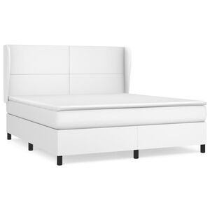 vidaXL Cama box spring con colch&oacute;n cuero sint&eacute;tico blanco 160x200 cm