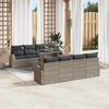 vidaXL Conjunto de sof&aacute; de jard&iacute;n 9 pcs Gris Rattan de Poli&eacute;ster