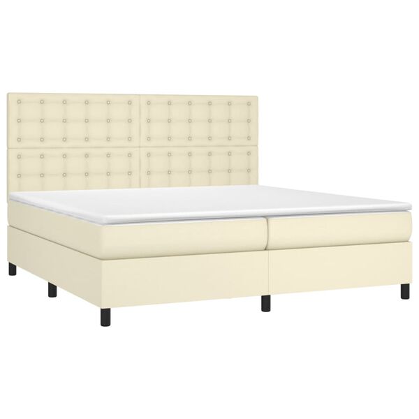 vidaXL Cama box spring con colch&oacute;n cuero sint&eacute;tico crema 200x200 cm