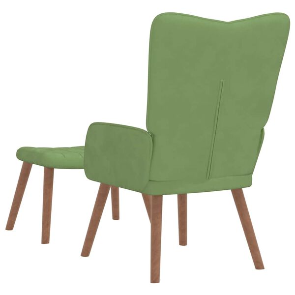 vidaXL Sill&oacute;n de relax con taburete de terciopelo verde claro