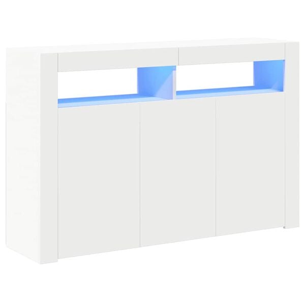vidaXL Aparador con luces LED blanco 115,5x30x75 cm
