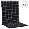 vidaXL Cojines para silla con respaldo bajo 6 uds tela a cuadros negro