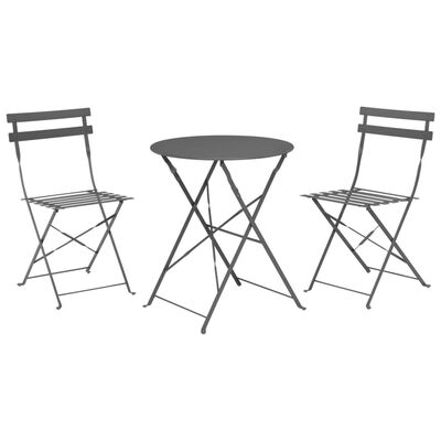 ProGarden Mesa y sillas de bistró 3 piezas gris antracita oscuro mate