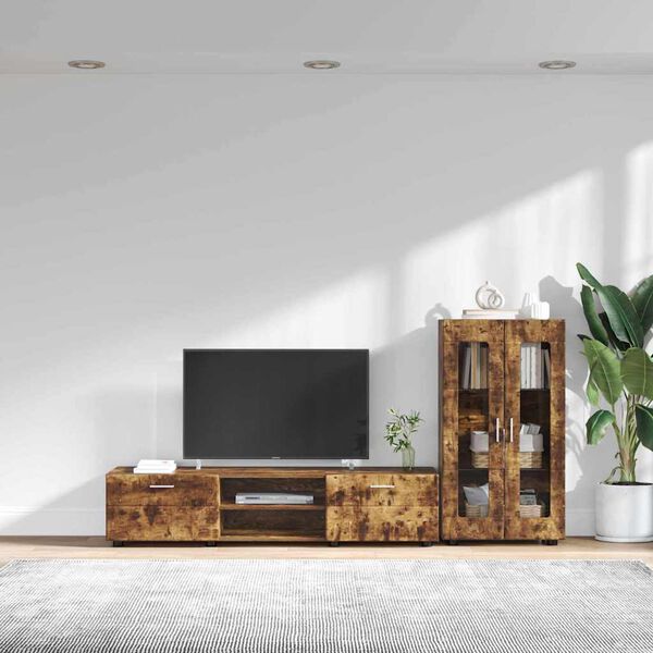 vidaXL Conjunto de mueble de TV con caj&oacute;n FLORIN Roble ahumado