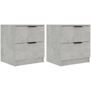 vidaXL Mesita de noche 2 uds madera contrachapada gris hormig&oacute;n