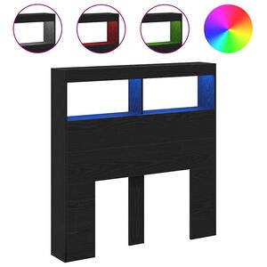vidaXL Cabecero de cama con LED roble negro 100x17x102 cm