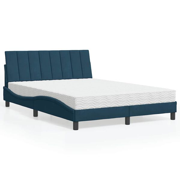 vidaXL Cama con colch&oacute;n Hanko terciopelo azul 140x190 cm