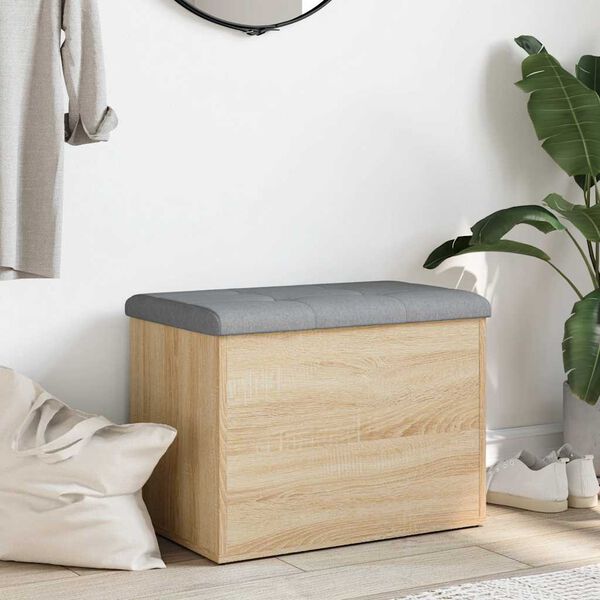 vidaXL Banco de almacenaje roble Sonoma 62x42x45 cm madera de ingenier&iacute;a