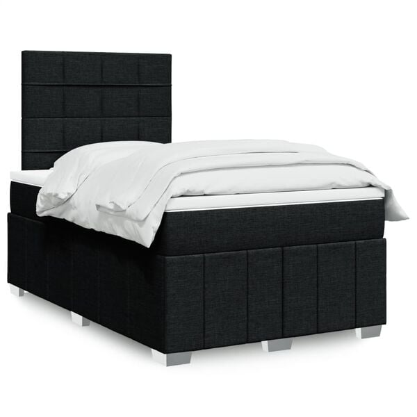 vidaXL Cama box spring con colch&oacute;n tela negro 120x190 cm