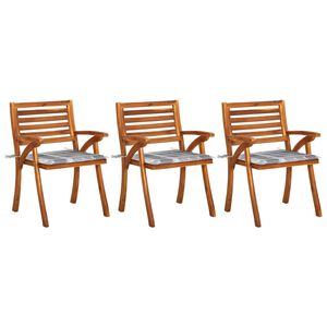 vidaXL Sillas de comedor jard&iacute;n con cojines 3 uds madera maciza acacia