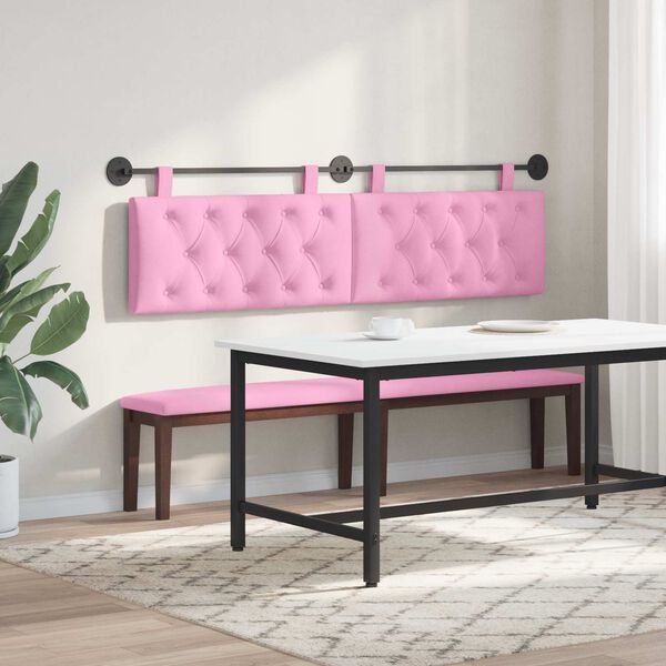 vidaXL Cabecera Colgante Montaje en la pared Rosa 170 x 55 x 7 cm tela