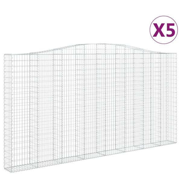 vidaXL Cestas de gaviones 5 uds forma de arco hierro 400x30x200/220 cm