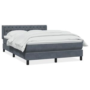vidaXL Cama box spring con colch&oacute;n terciopelo gris oscuro 140x220 cm