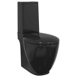 vidaXL Inodoro de cer&aacute;mica con cisterna negro