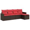 vidaXL Set comedor de jard&iacute;n 5 piezas y cojines rat&aacute;n sint&eacute;tico marr&oacute;n