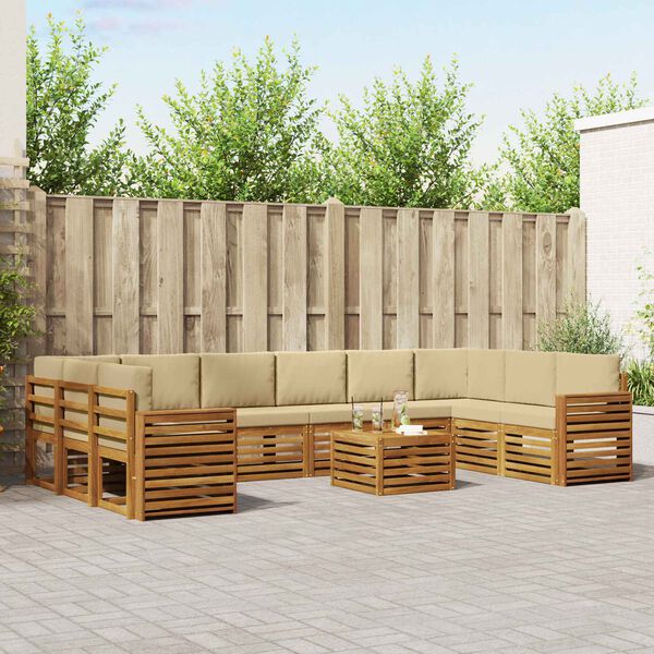 vidaXL Conjunto de Sof&aacute; Seccional con coj&iacute;n 11 pcs Natural y Beige