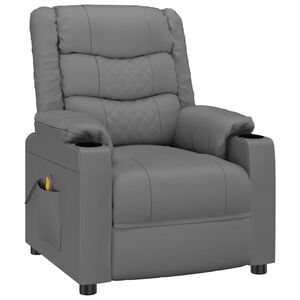 vidaXL Sill&oacute;n de masaje de cuero sint&eacute;tico gris
