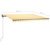 vidaXL Toldo de pie retráctil manual amarillo y blanco 450x300 cm