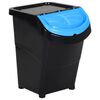 vidaXL Cubos de basura apilables con tapa 3 uds PP negro 120 L