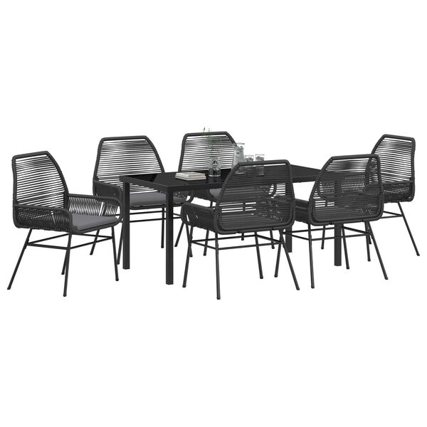 vidaXL Conjunto de Comedor de Jard&iacute;n 7 pcs Negro rat&aacute;n sint&eacute;tico