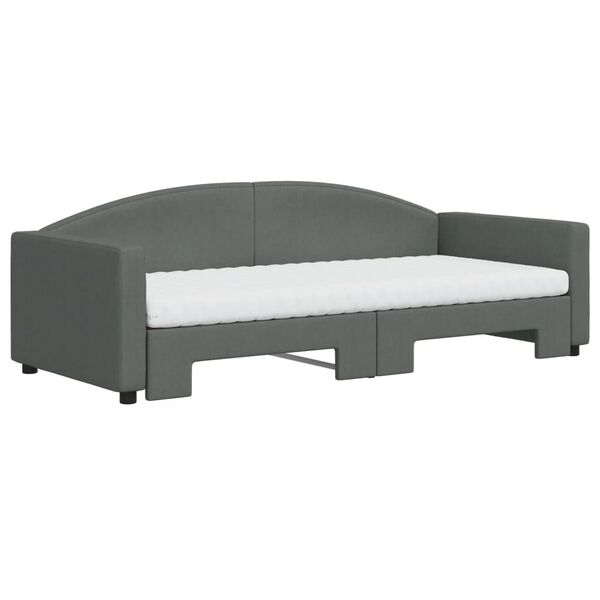 vidaXL Sof&aacute; cama nido con colch&oacute;n tela gris oscuro 90x200 cm