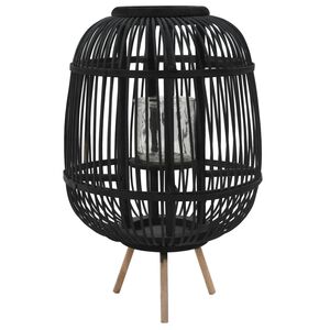 vidaXL Portavelas de pie bamb&uacute; negro