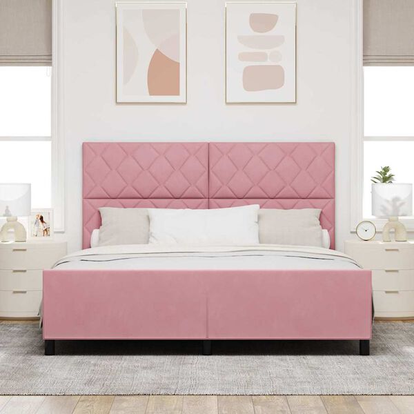 vidaXL Cama tipo Box Spring con cabecera Rosa 180 x 200 cm Terciopelo