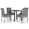 vidaXL Juego de comedor para jard&iacute;n 5 piezas rat&aacute;n sint&eacute;tico gris