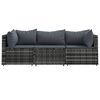 vidaXL Set de muebles de jardín 3 pzas y cojines ratán sintético gris