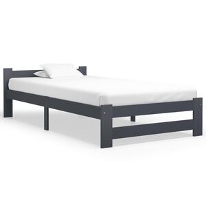 vidaXL Estructura cama sin colch&oacute;n madera pino gris oscuro 100x200 cm