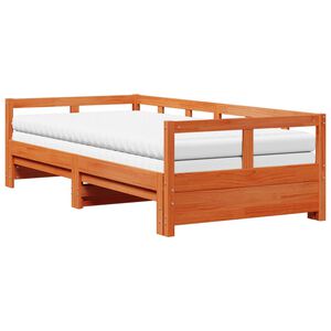 vidaXL Sof&aacute; cama nido con colchones madera maciza pino marr&oacute;n 80x200cm
