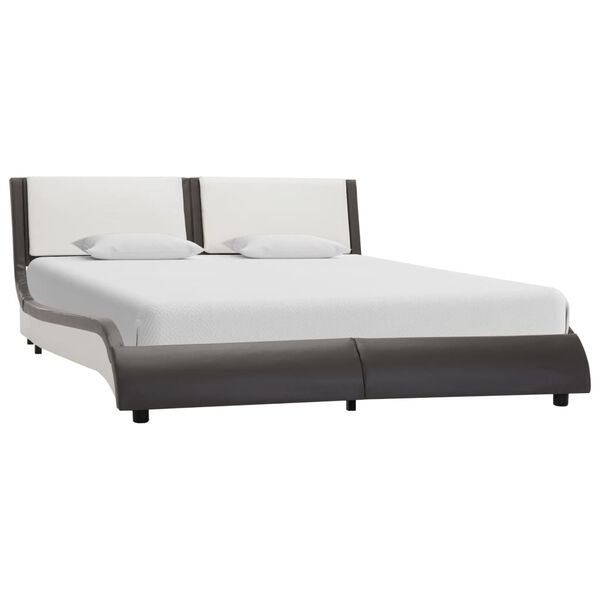 vidaXL Estructura de cama con LED sin colchón gris y blanco 120x190 cm