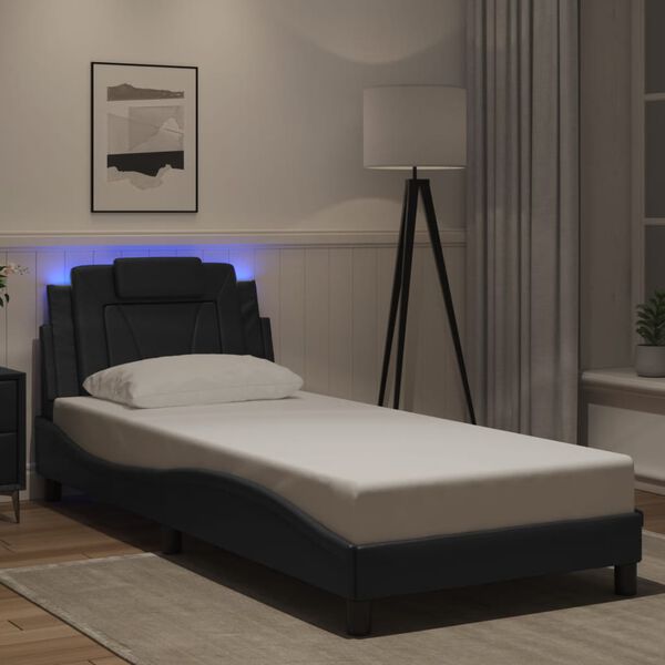 vidaXL Estructura de cama Viana con LED sin colch&oacute;n negro 80x200 cm