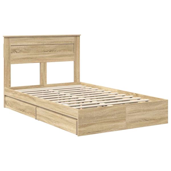 vidaXL Cama con almacenamiento con cabecera Roble Sonoma 120 x 190 cm