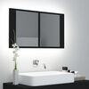 vidaXL Armario espejo de ba&ntilde;o con luz LED acr&iacute;lico negro 80x12x45 cm