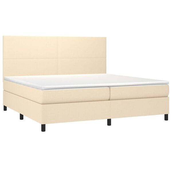 vidaXL Cama box spring con colch&oacute;n tela color crema 200x200 cm